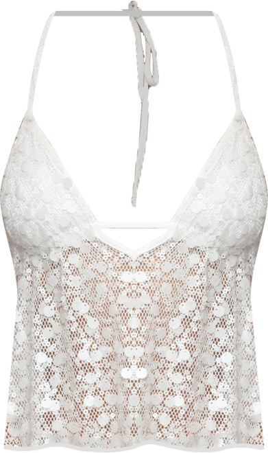 Women's Meela Sequin Net Halter Top