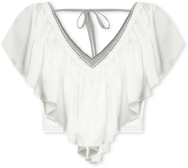 Womens Deena Ruffled V Neck Top