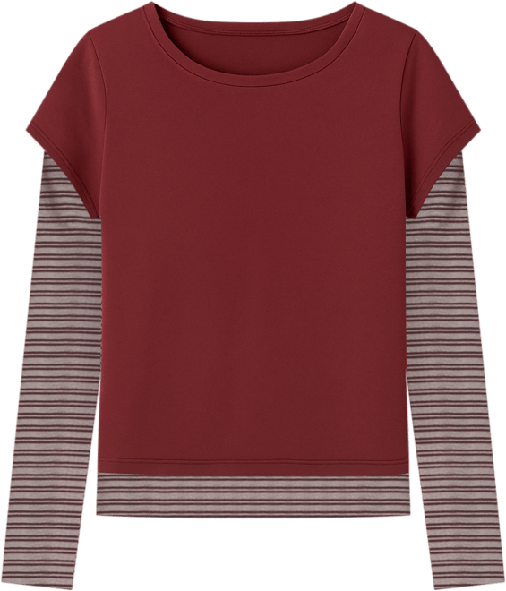 Women's Layered Stripey Long Sleeve T Shirt