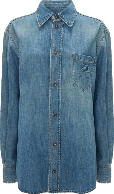 Men's Denim Shirt In Mid Blue Wash