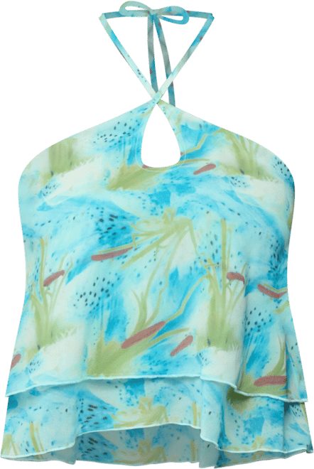 Women's Dragon Lily Layered Chiffon Halter Top
