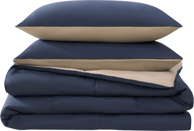 Box Stitch Reversible 3-Pc. Comforter Set, Full/Queen