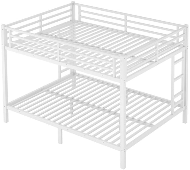 Metal Queen/Queen Bunk Bed Space-Saving White