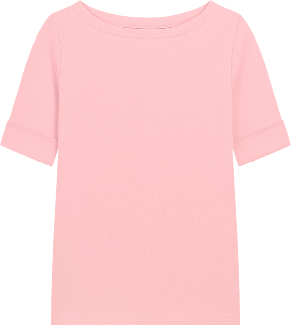 Women's Boat-Neck Elbow Sleeve Cotton Top, Exclusively at Macy's