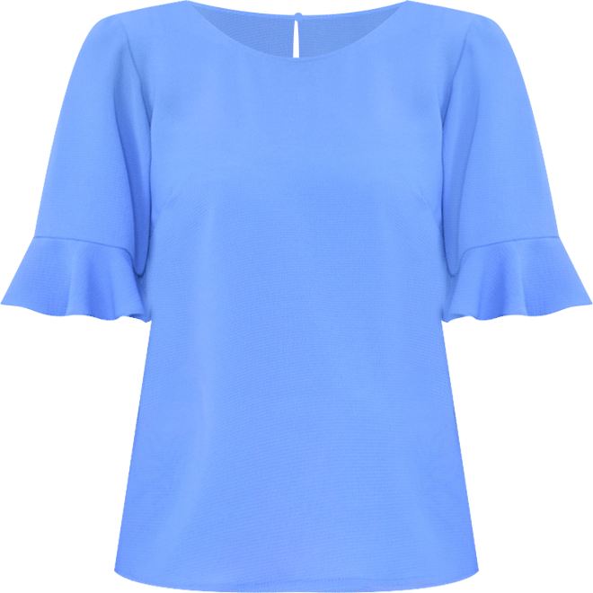 Women's Ruffled-Cuff 3/4-Sleeve Crew Neck Top