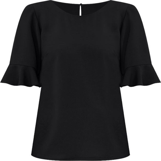 Women's Ruffled-Cuff 3/4-Sleeve Crew Neck Top