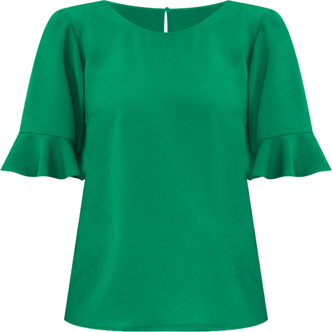 Women's Ruffled-Cuff 3/4-Sleeve Crew Neck Top