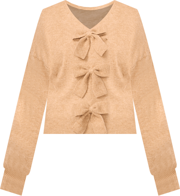 Women's Bow Detail V-Neck Sweater