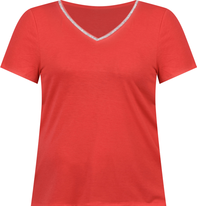 Plus Size Short Sleeve Top with Stone Details