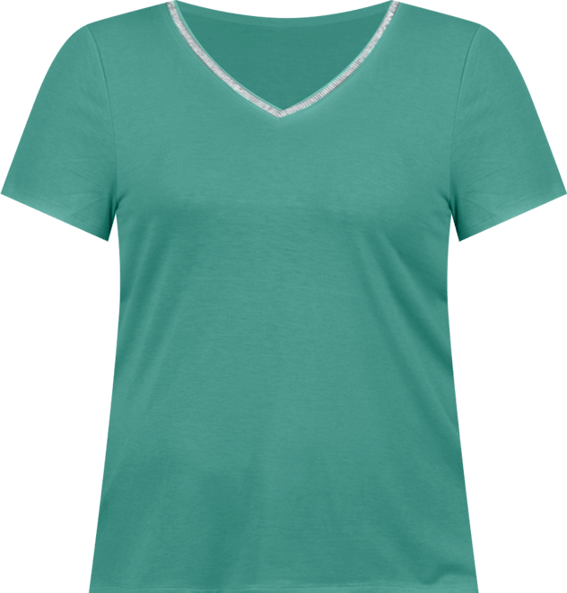 Plus Size Short Sleeve Top with Stone Details