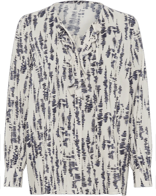 Women's Ruffle Front Printed Blouse