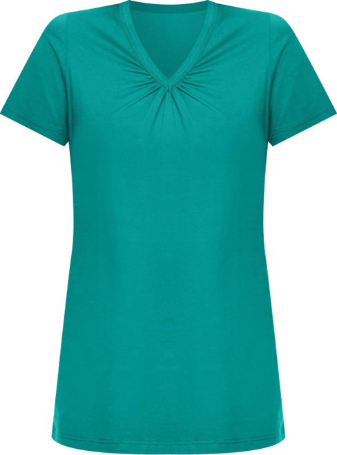 Plus Size Within Perfect Short-Sleeve Shirred V-Neck Tunic