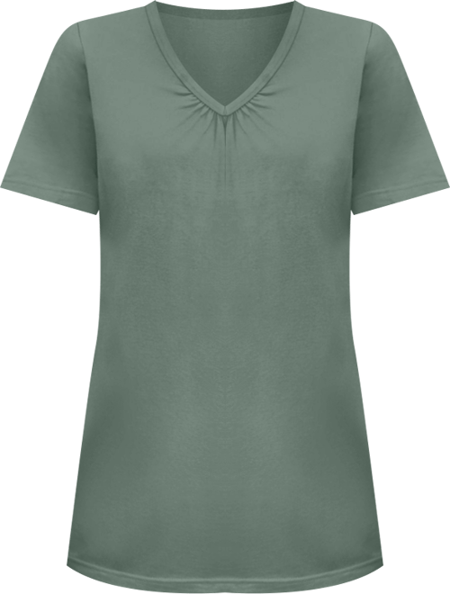 Plus Size Within Perfect Short-Sleeve Shirred V-Neck Tunic