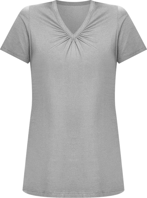 Plus Size Within Perfect Short-Sleeve Shirred V-Neck Tunic