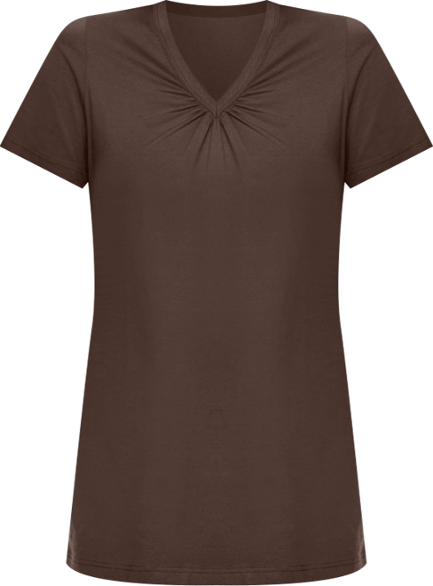 Plus Size Within Perfect Short-Sleeve Shirred V-Neck Tunic