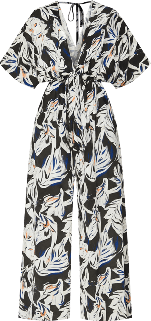 Women's Floral Print V-Neck Wide Leg Jumpsuit