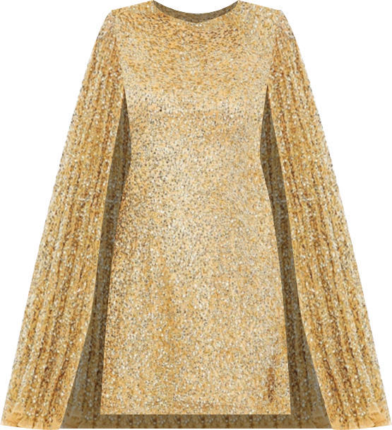 Women's Sequined Cape Sleeves Mini Dress