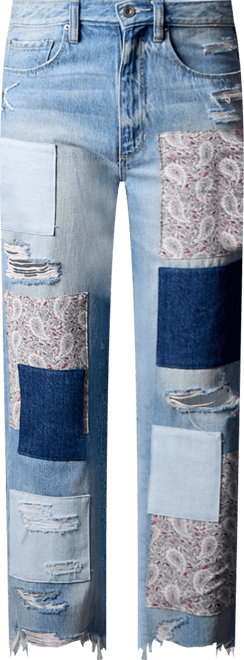 Women's Miami Paisley Patchwork 100% Cotton Straight Leg Jeans
