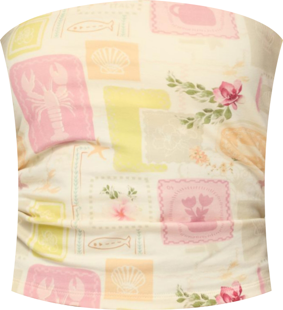 Womens Cicilla Vintage Mixed Print Tube Top