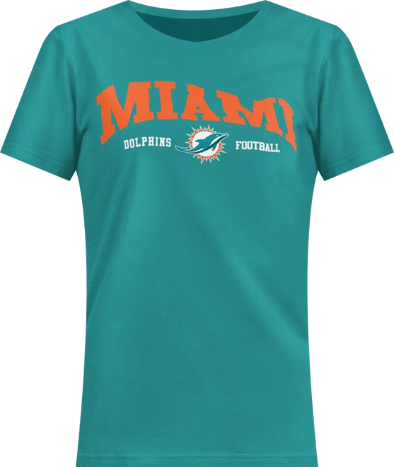 Women's Aqua Miami Dolphins Super-Slim Lightweight Winning Crew T-Shirt