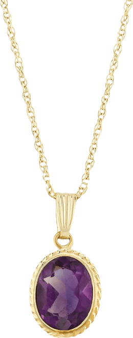 Gemstone Faceted Oval Pendant Necklace in 14K Yellow Gold, 18"