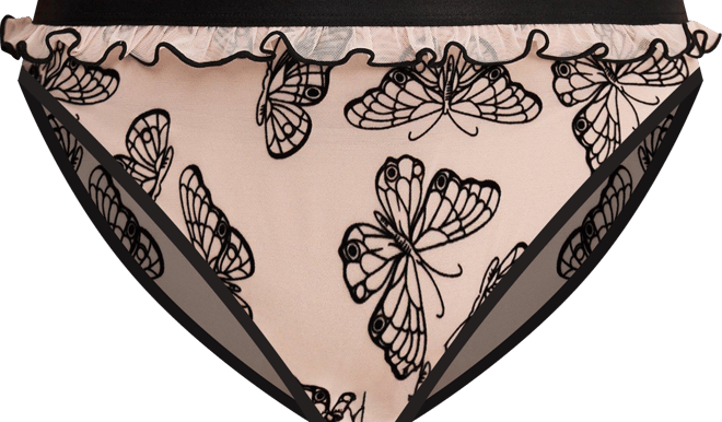 Butterfly Flocked Mesh Tanga Panty