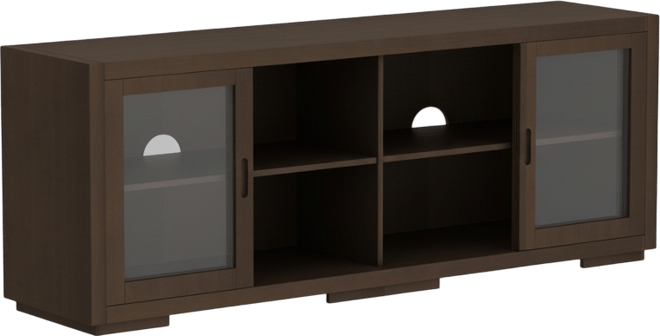 Solid Wood Tv Stand with 4 Sliding Tempered Glass Doors,Media Console, Entertainment Center