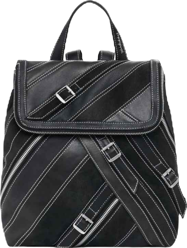 Women's Small faux leather backpack with buckles