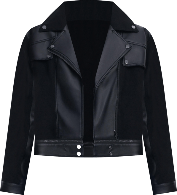Women's Combined faux leather jacket
