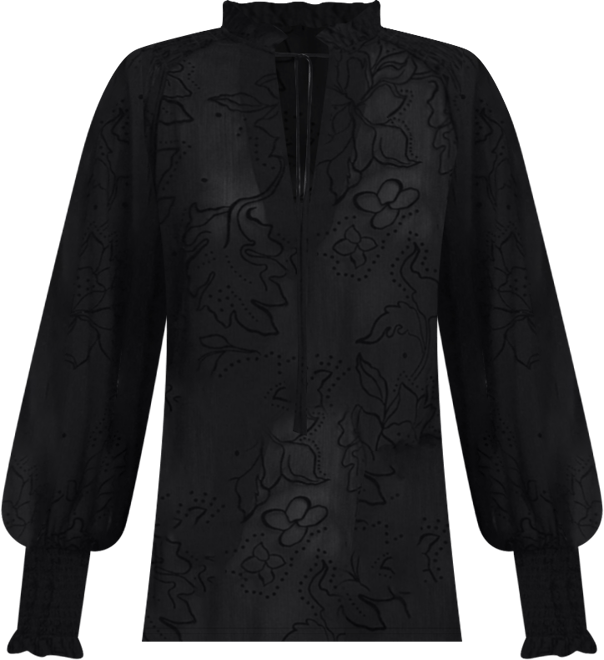 Women's Flocked sheer blouse