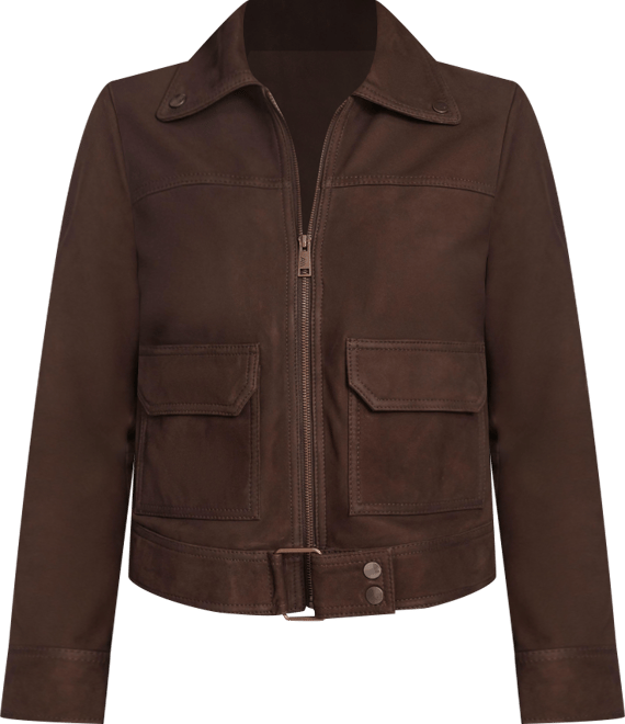 Women's Lunetta Sueded Leather Trucker Jacket