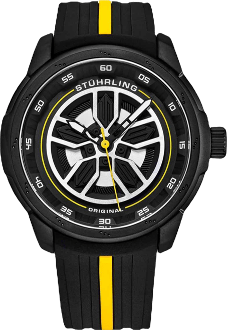 Men's 984 Quartz 44mm Aviator Multi Layered Dial Silicone Strap Men's Watch