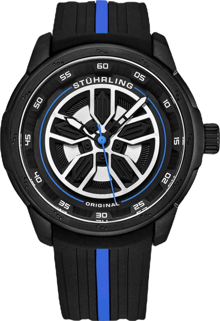 Men's 984 Quartz 44mm Aviator Multi Layered Dial Silicone Strap Men's Watch