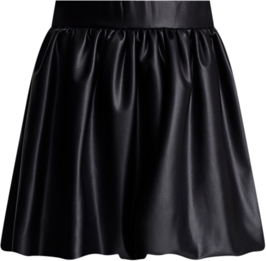 Women's Faux Leather Pull-On Bubble Mini Skirt