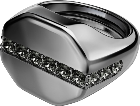 Dextera Black Ruthenium Plated Octagon Ring