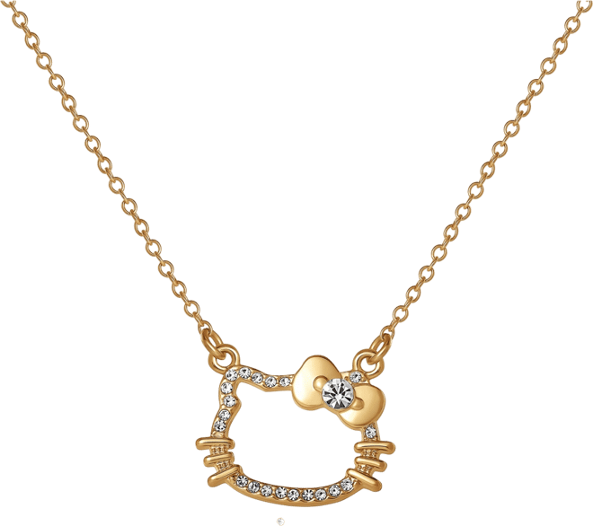 Outline Pendant Necklace with Chain in Gold Tone