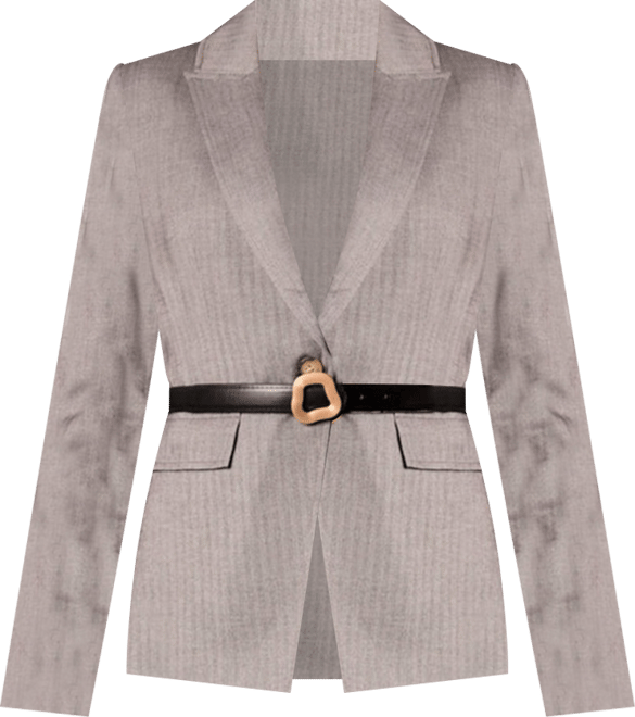 Women's Taylor Grey Herringbone Belted Blazer