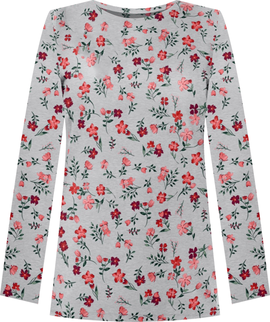 Plus Size Within Perfect Printed Long-Sleeve Crewneck Tee