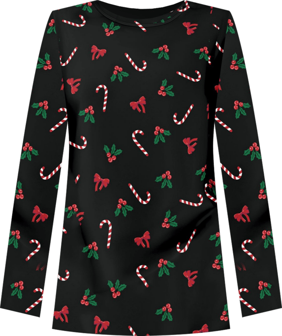 Plus Size Within Perfect Printed Long-Sleeve Crewneck Tee