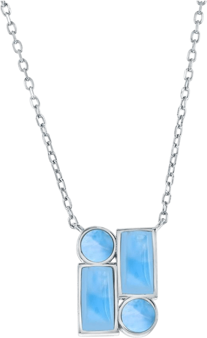 Sterling Silver, Multi-Shaped Rectangle Larimar Necklace
