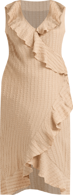 Women's Ruffle Wrap Sleeveless Midi Dress