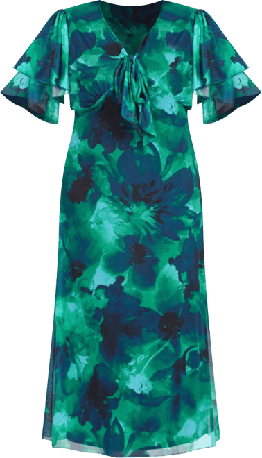 Women's Curve Flutter Sleeve Midi Dress