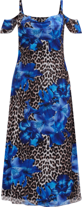 Women's Leopard Print And Floral Maxi Dress