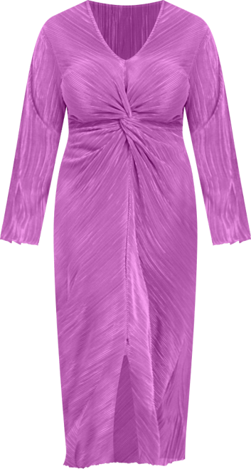 Women's Curve Plisse Flare Sleeve Midaxi Dress