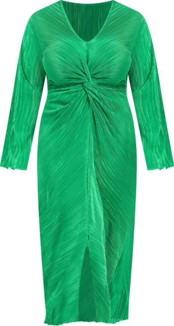 Women's Curve Plisse Flare Sleeve Midaxi Dress