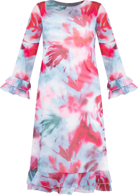 Women's Blurred Floral Mesh Maxi Dress