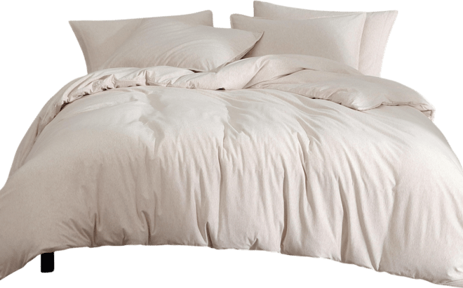 Modern Cotton Melange Jersey 3 Piece Comforter Set, Queen