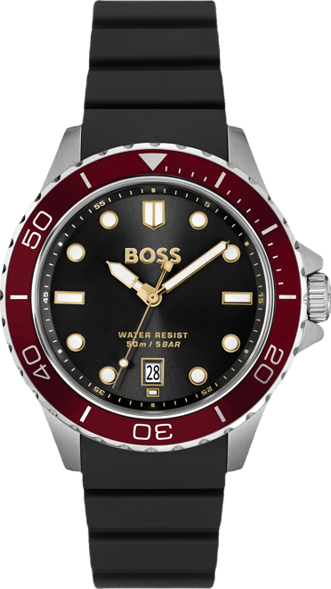 Men's Troper Sport Quartz Basic Calendar Black Silicone Watch, 42mm