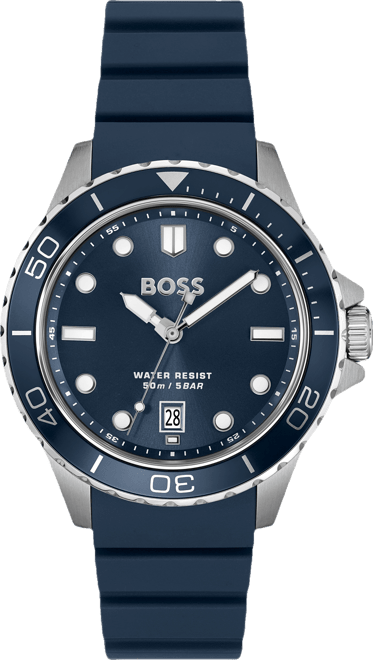 Men's Troper Sport Quartz Basic Calendar Blue Silicone Watch, 42mm