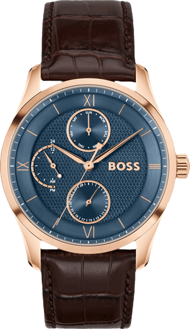 Men's Principle Master Quartz Multifunction Brown Calfskin Watch, 41mm